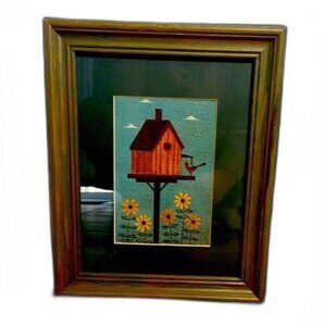 Warren Kimble Seasonal Birdhouses Framed Print American Folk Art -Set Of 2